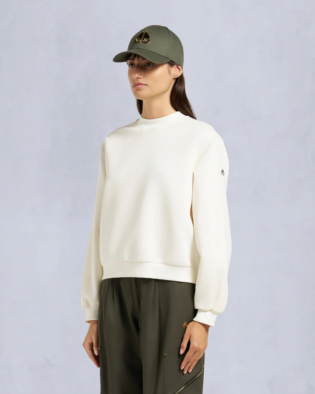 MKN-M35LS631 IVORY MIX MEDIA CREWNECK TOP