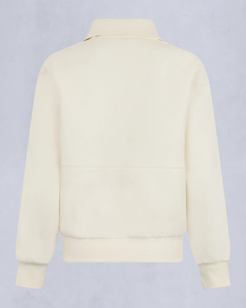 MKN-M35LS632 IVORY 1/4 ZIP MIX MEDIA TOP