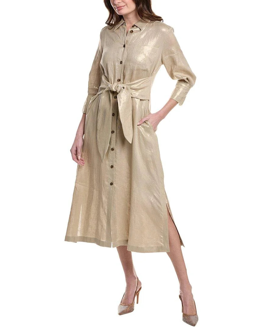 MRL-1114 BALIA BEIGE TIE SHIRT DRESS