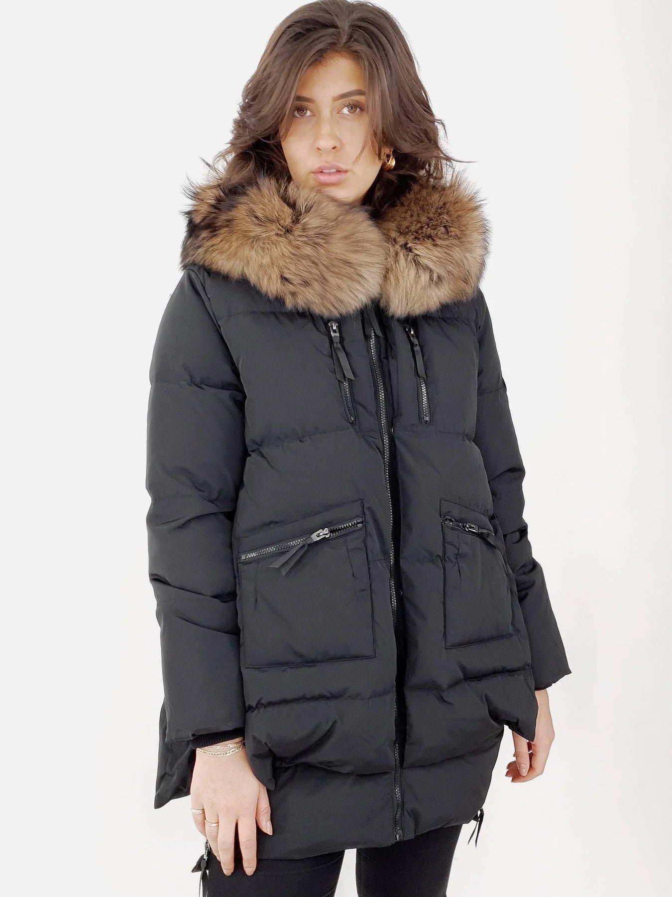 LVN-MICHELLE BLACK&RACOON FUR JACKET