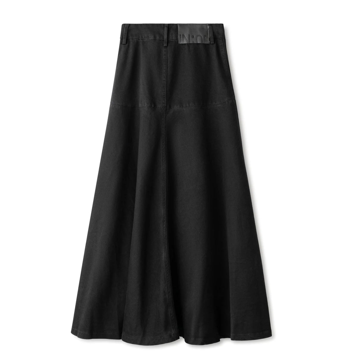 INO-M2-1407W AW26 BLACK DENIM ZIP FLY SKIRT