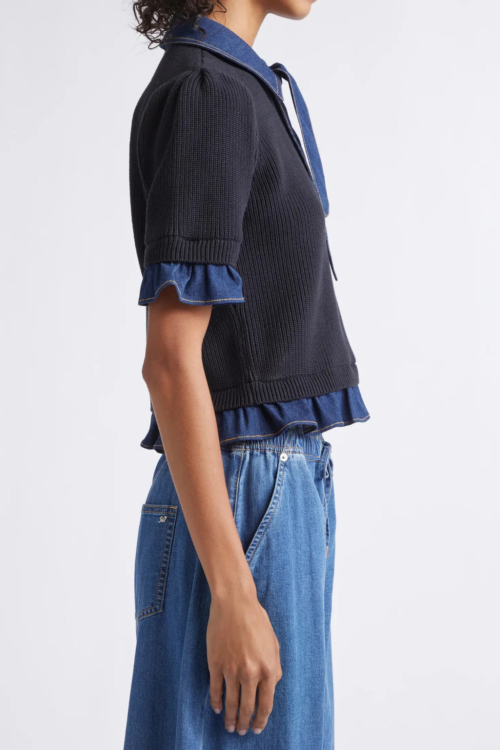 CQS-ZK12539152Z BLACK&DENIM KNIT TOP