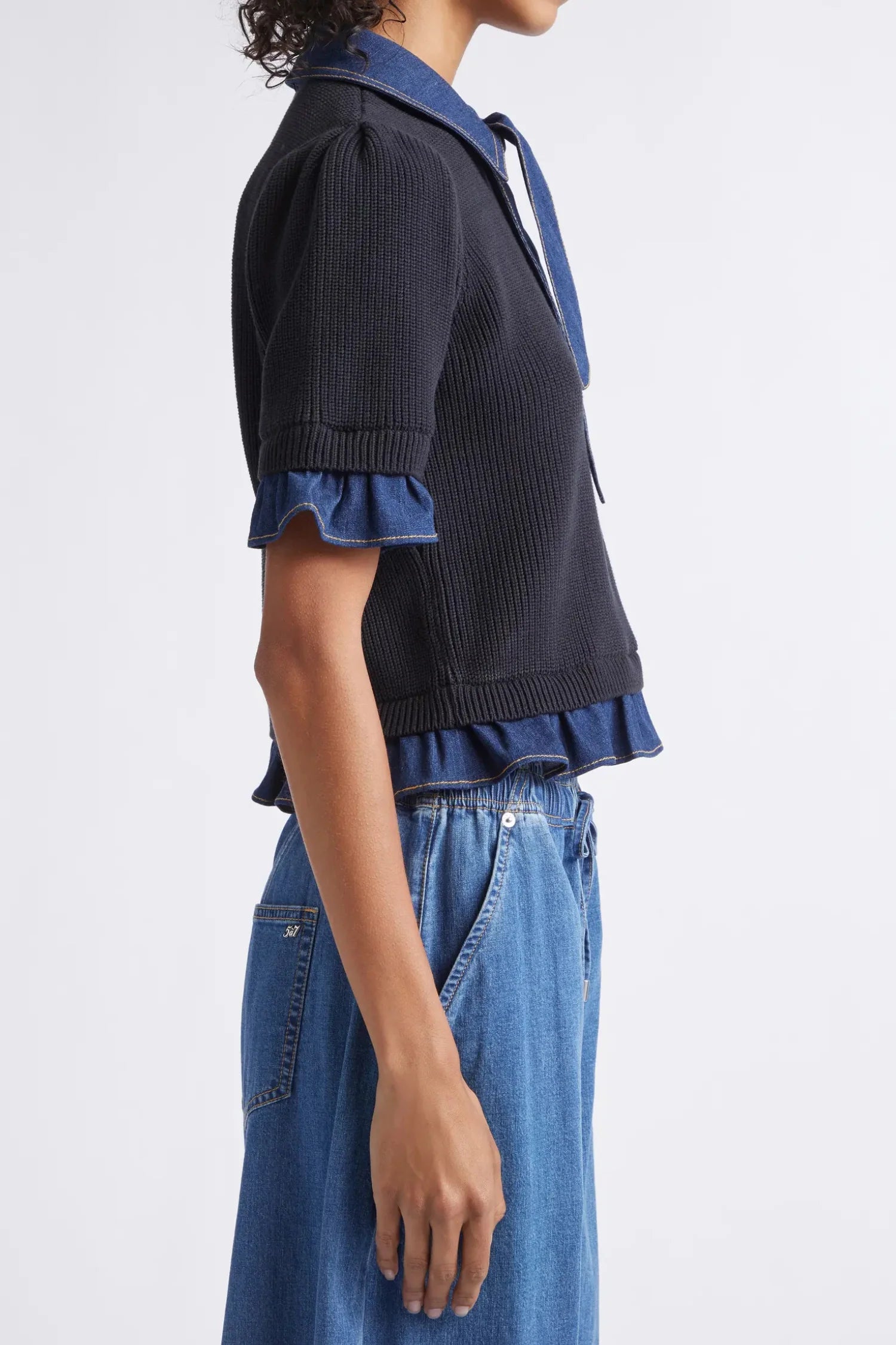 CQS-ZK12539152Z BLACK&DENIM KNIT TOP