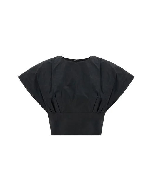 PKO-106266 ASPARAGO BLACK TAFFETA BLOUSE