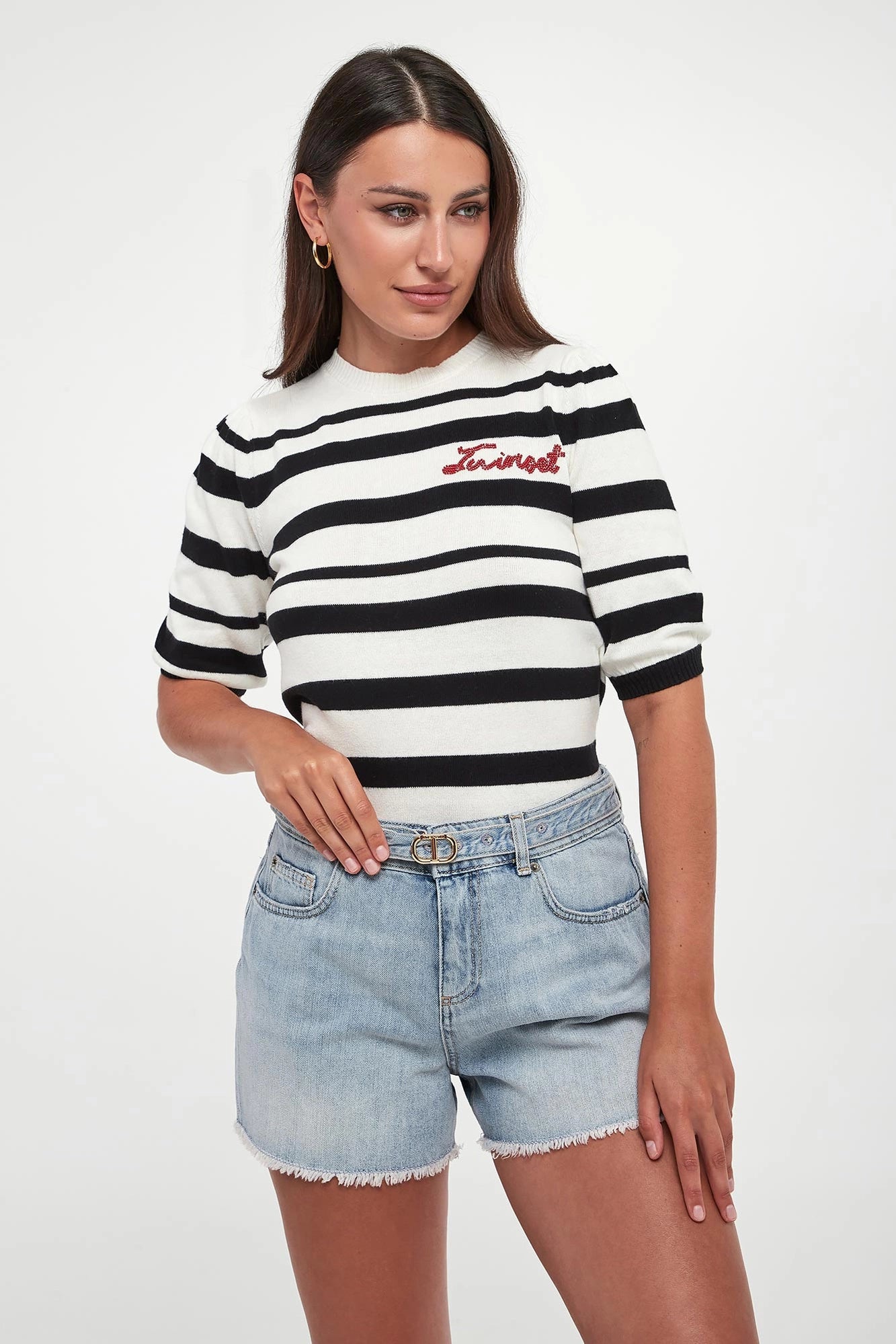 TWS-252TP3090 BLACK&WHITE STRIPED TOP