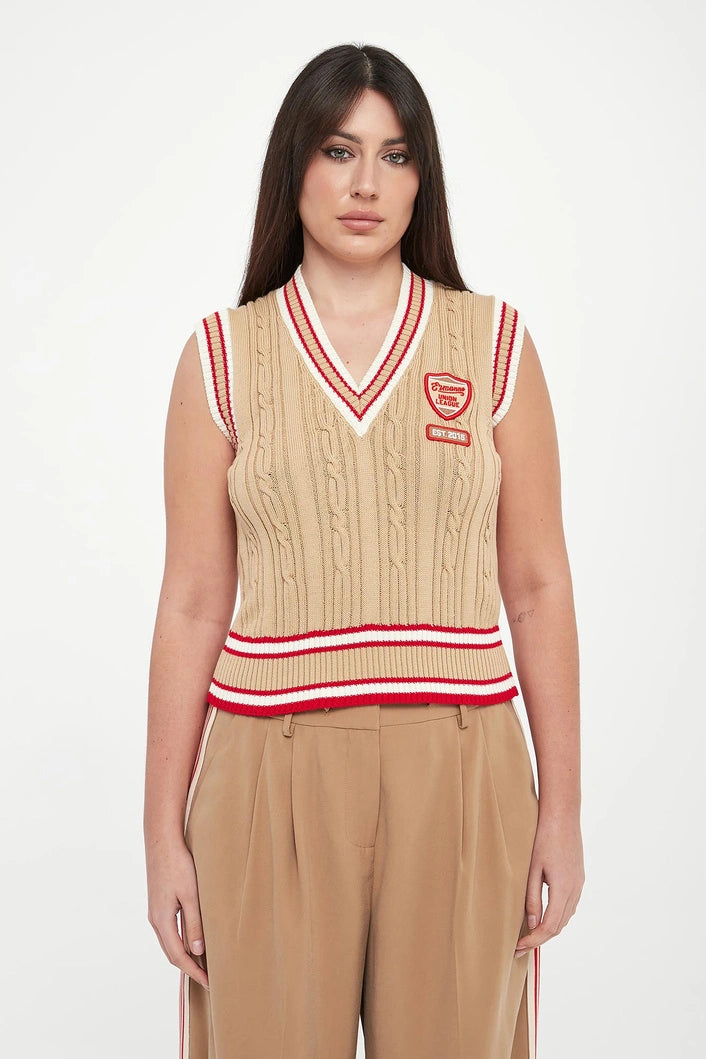 ERF-D48EN014EO1 BEIGE KNIT LOGO VEST
