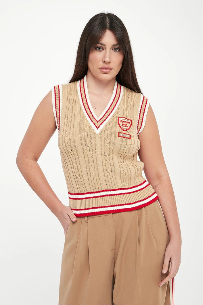 ERF-D48EN014EO1 BEIGE KNIT LOGO VEST