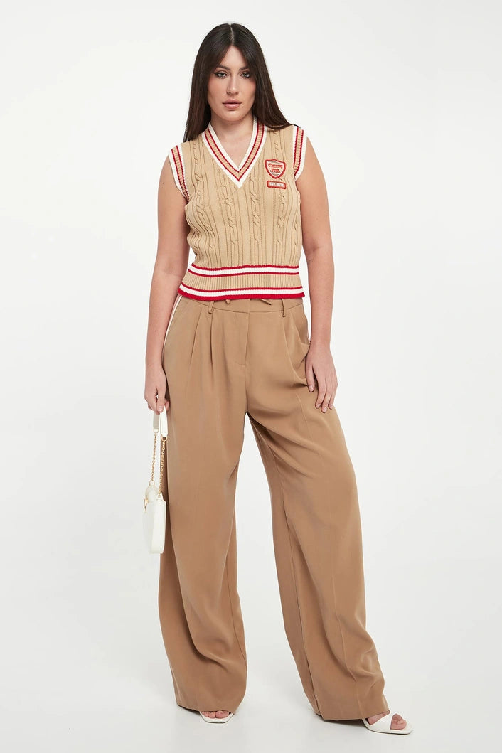 ERF-D48EN014EO1 BEIGE KNIT LOGO VEST