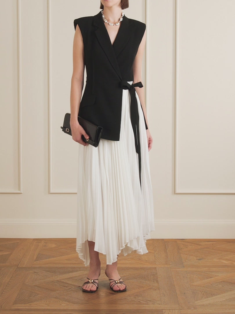 SMK-HELENA BLACK&WHITE COMBO BLAZER DRESS