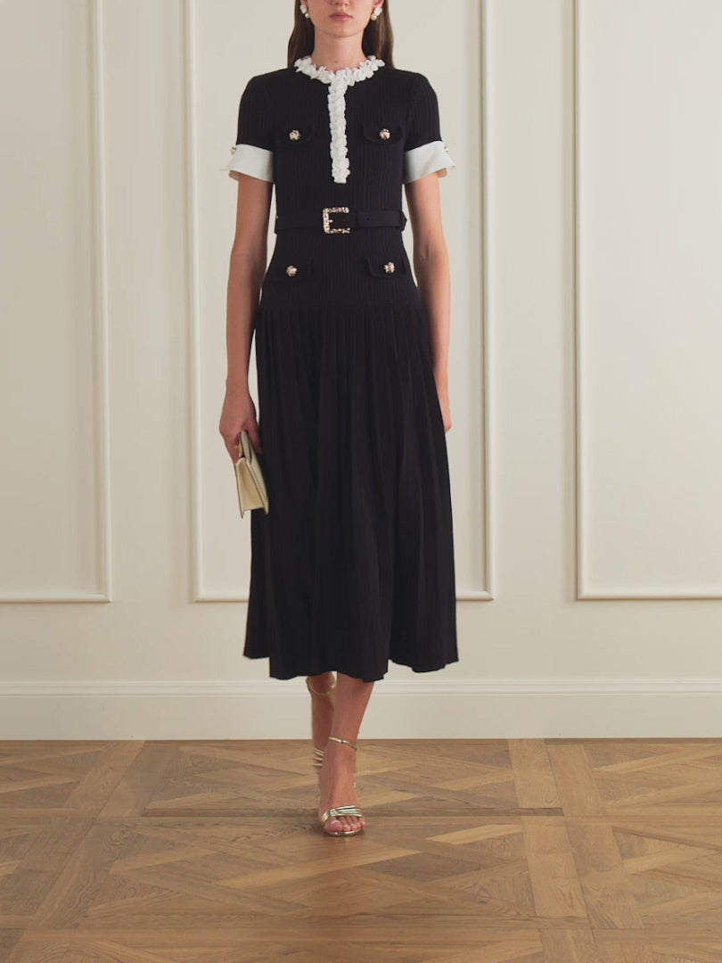 SPO-AW26-101C NAVY RIB KNIT DRESS