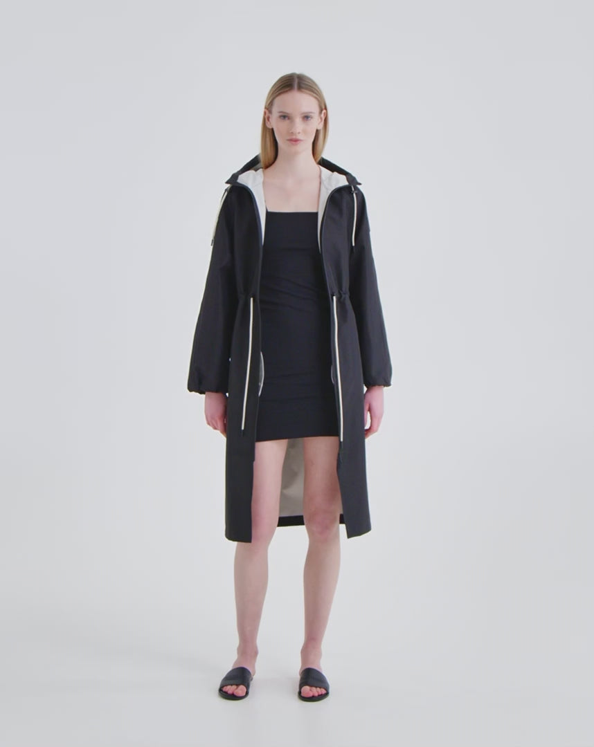 RUD-8125008 CARLA BLACK LONG RAINCOAT