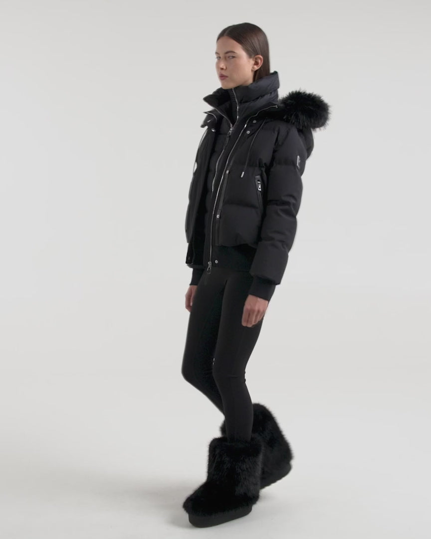 RUD-8125579 CIEYNA BLACK FUR HOOD JACKET