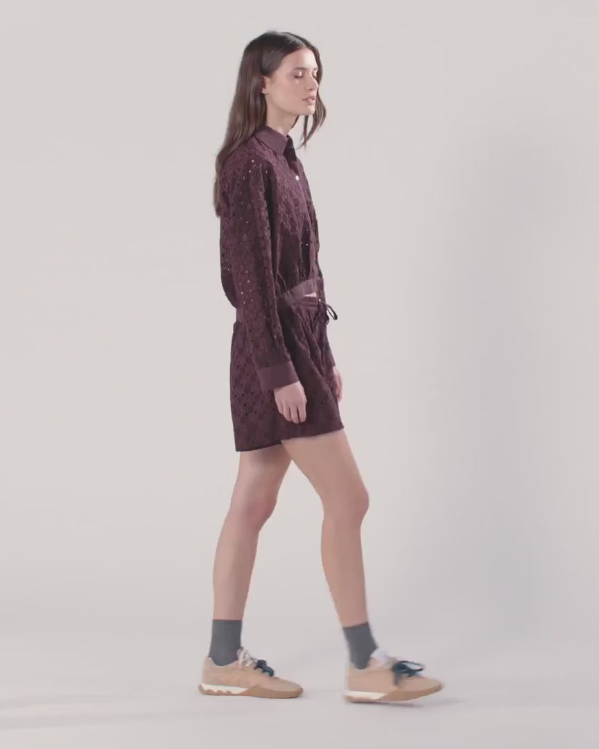 PKO-106277 CHARITA BROWN EYELET SHIRT