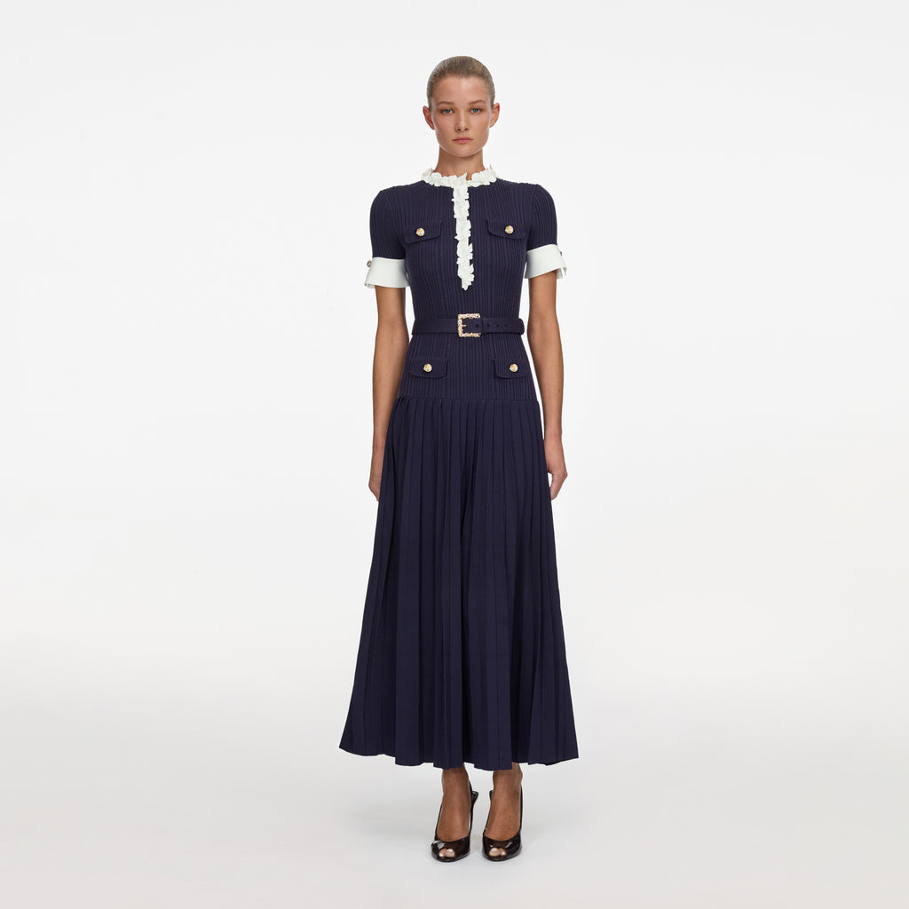 SPO-AW26-101C NAVY RIB KNIT DRESS