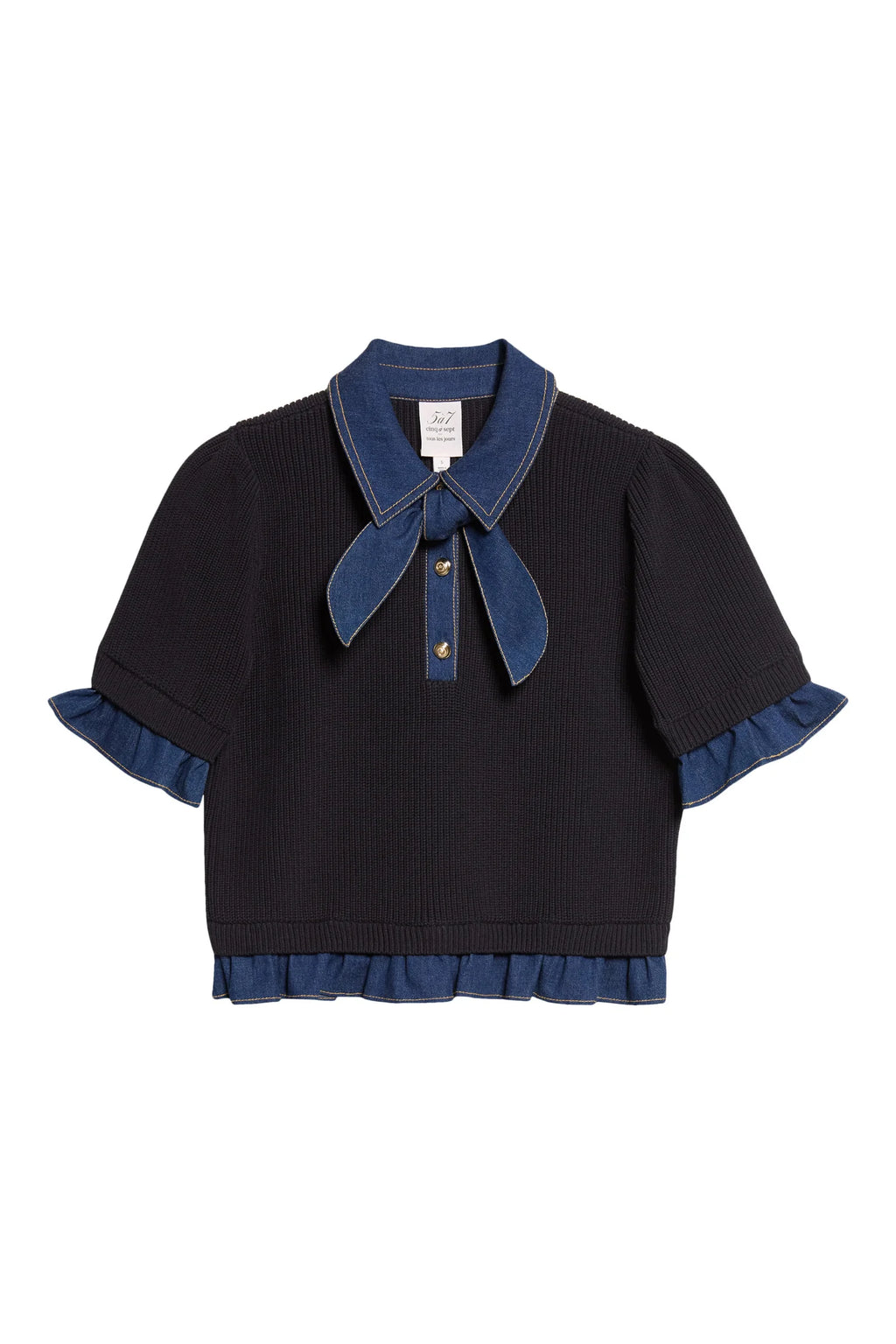 CQS-ZK12539152Z BLACK&DENIM KNIT TOP