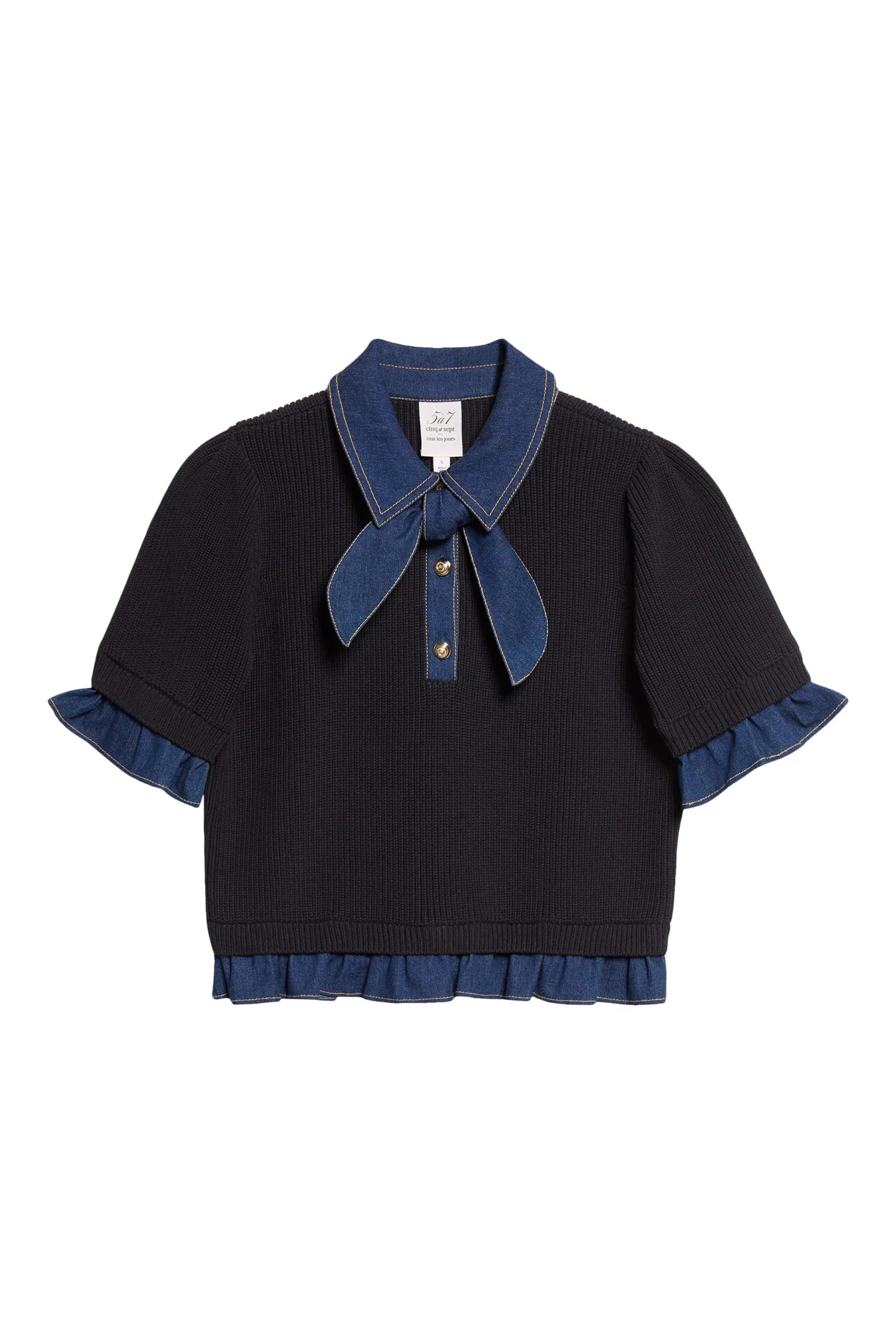 CQS-ZK12539152Z BLACK&DENIM KNIT TOP
