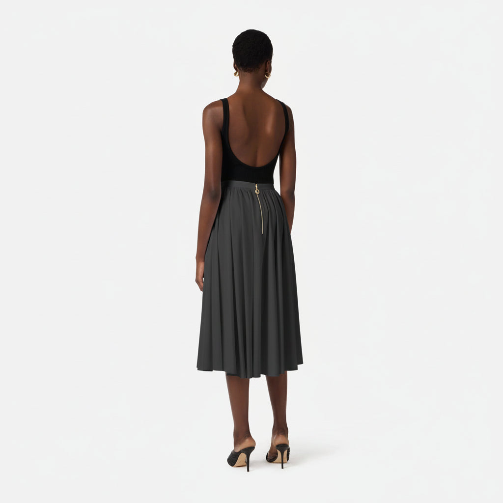 ELS-GO16061 BLACK COTTON CHAIN SKIRT
