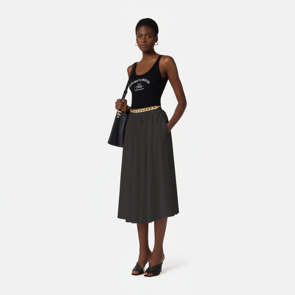 ELS-GO16061 BLACK COTTON CHAIN SKIRT