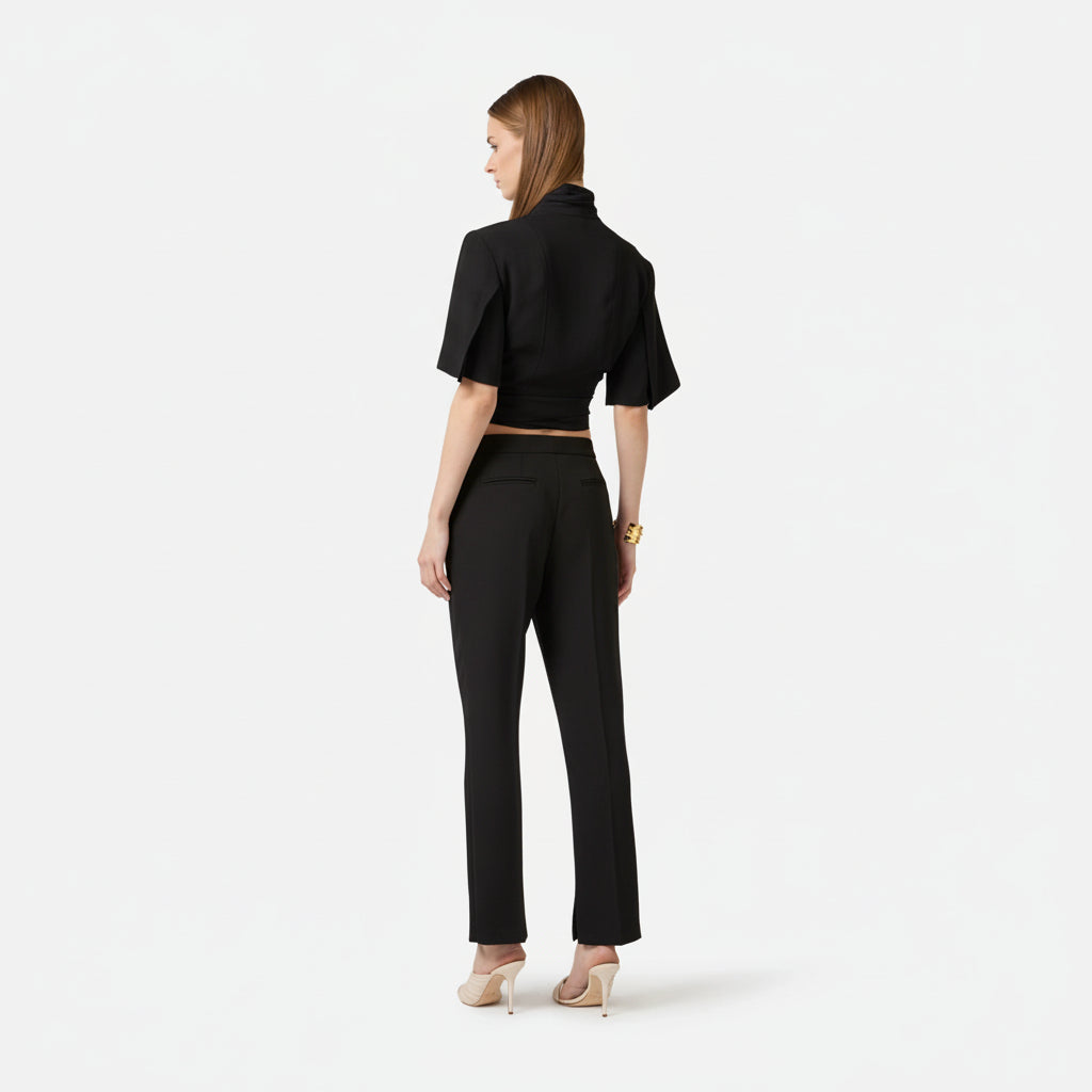ELS-CA15862 BLACK BOWTIE BLOUSE