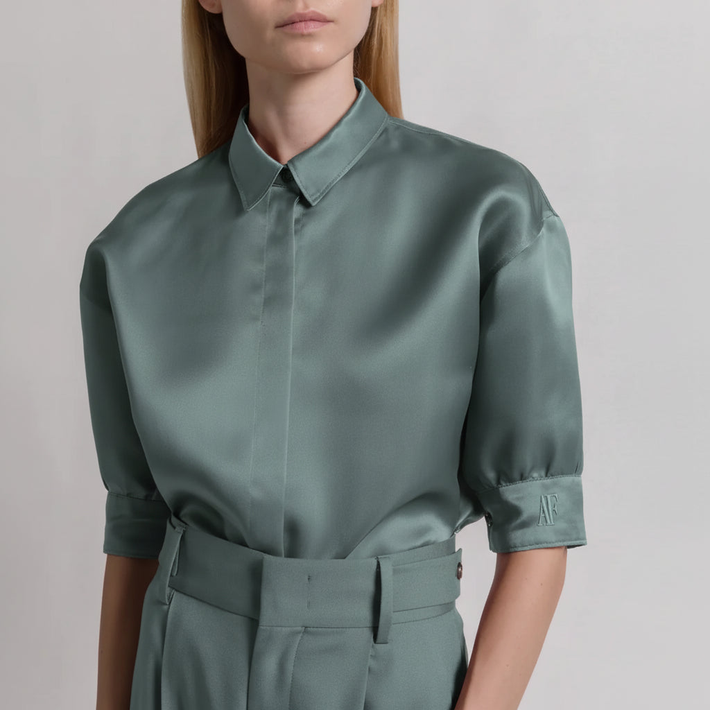 ABF-A0219 BLUE SILK BLOUSE