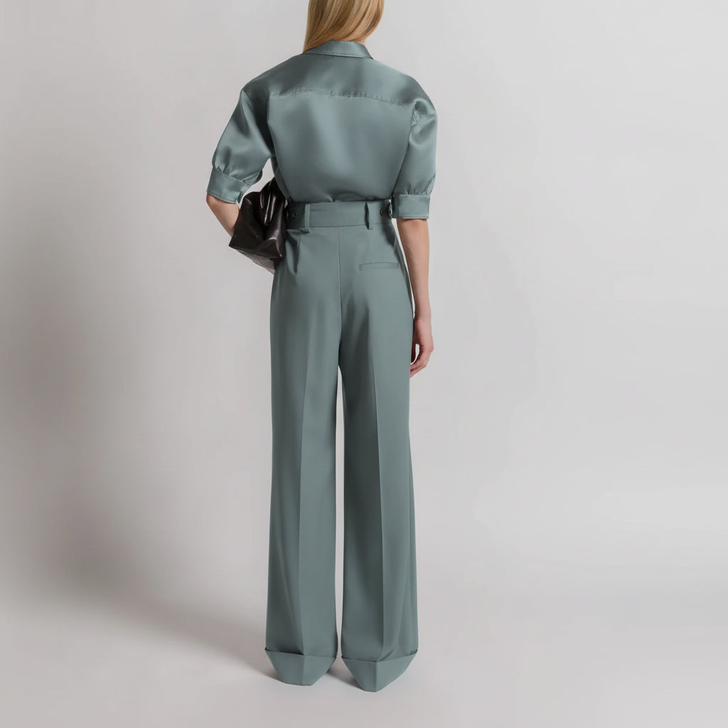 ABF-A0219 BLUE SILK BLOUSE