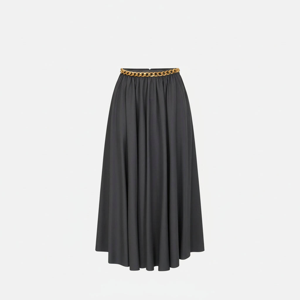 ELS-GO16061 BLACK COTTON CHAIN SKIRT