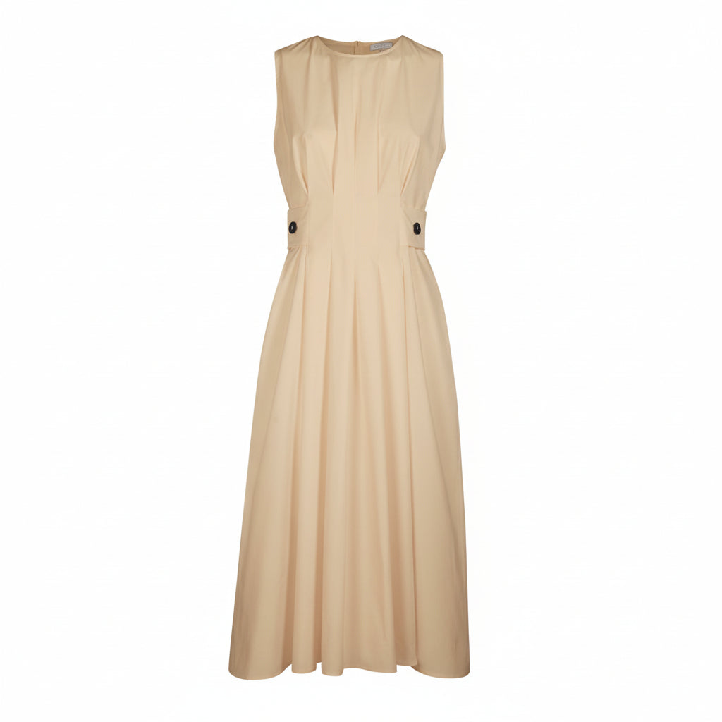 ANT-Q6723 BEIGE SLEEVELESS DRESS