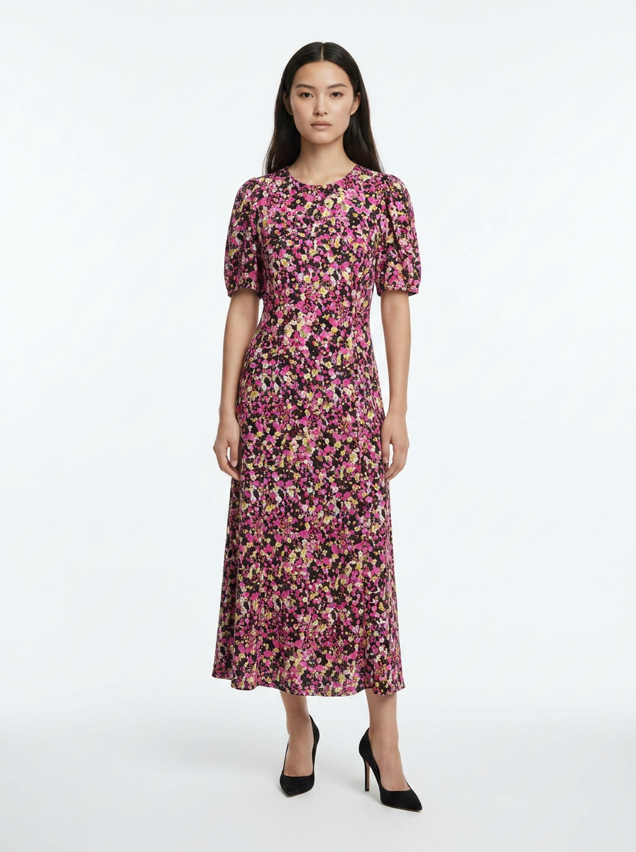 MSC-K1V0453 FUSCHIA MULTI PRINT DRESS