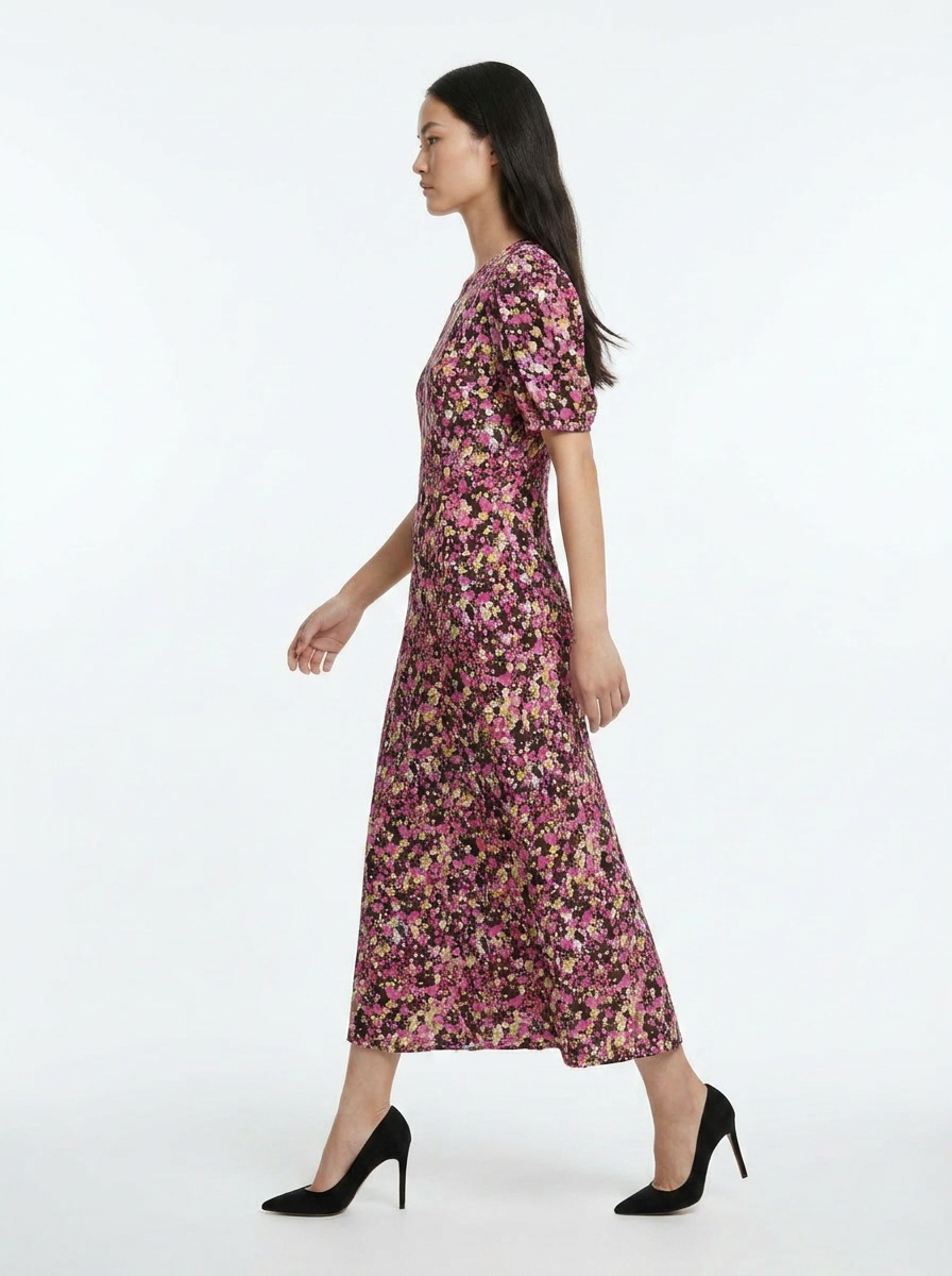 MSC-K1V0453 FUSCHIA MULTI PRINT DRESS