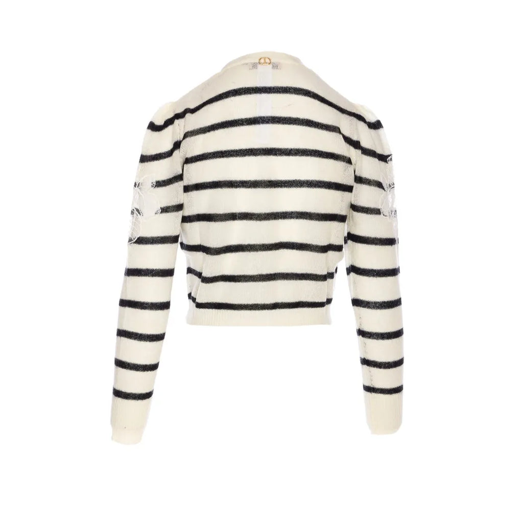 TWS-252TP3250 IVORY&BLACK STRIPED CARDIGAN