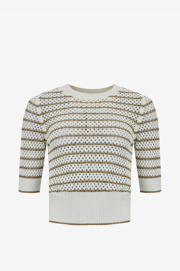 TWS-252TP3531 IVORY&GOLD KNITTED TOP