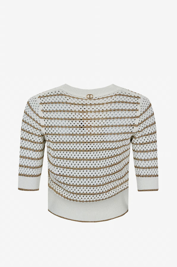 TWS-252TP3531 IVORY&GOLD KNITTED TOP
