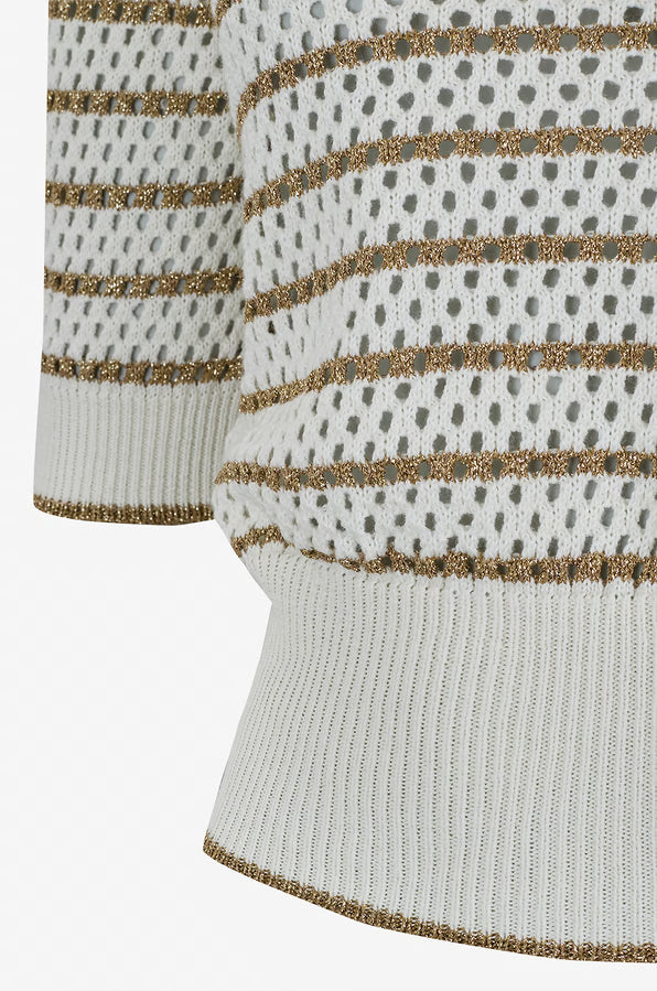 TWS-252TP3531 IVORY&GOLD KNITTED TOP
