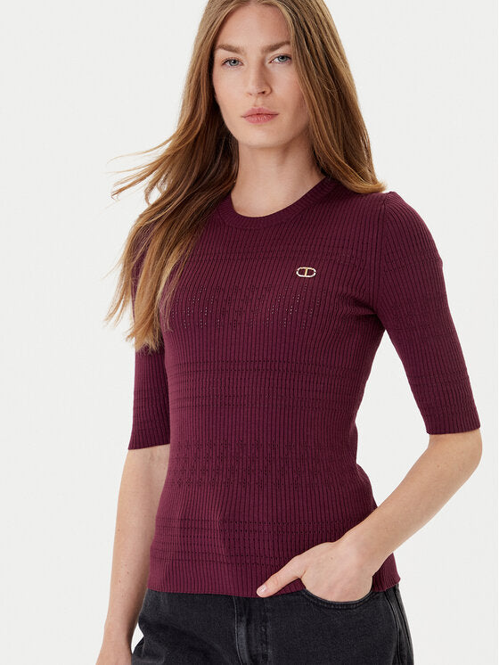 TWS-252TP3240 BURGUNDY RIBBED T-SHIRT