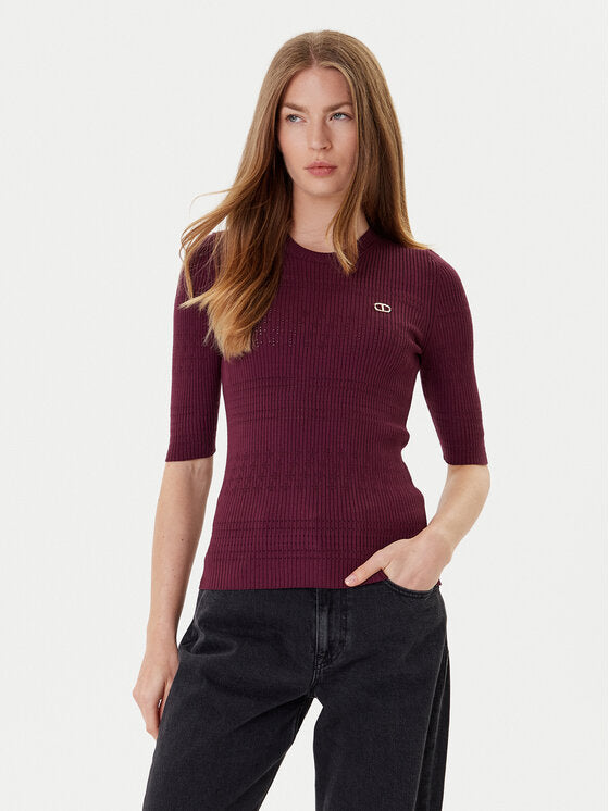 TWS-252TP3240 BURGUNDY RIBBED T-SHIRT