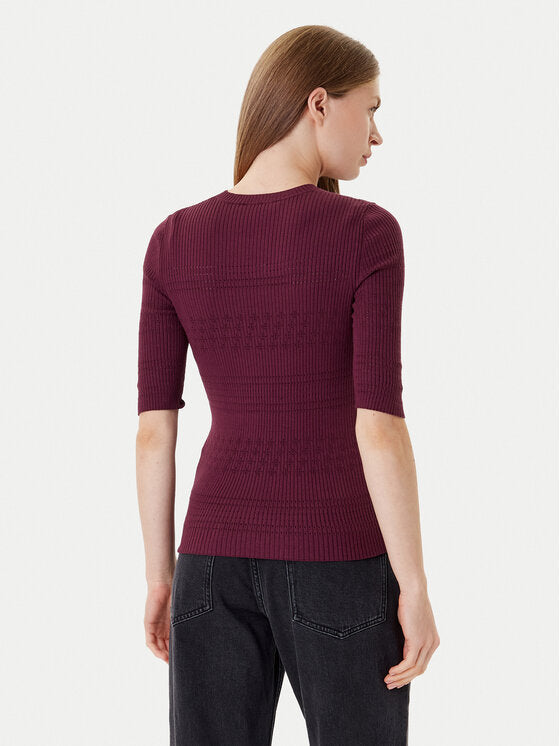 TWS-252TP3240 BURGUNDY RIBBED T-SHIRT