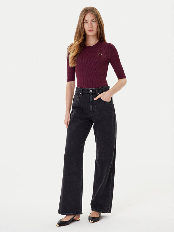 TWS-252TP3240 BURGUNDY RIBBED T-SHIRT