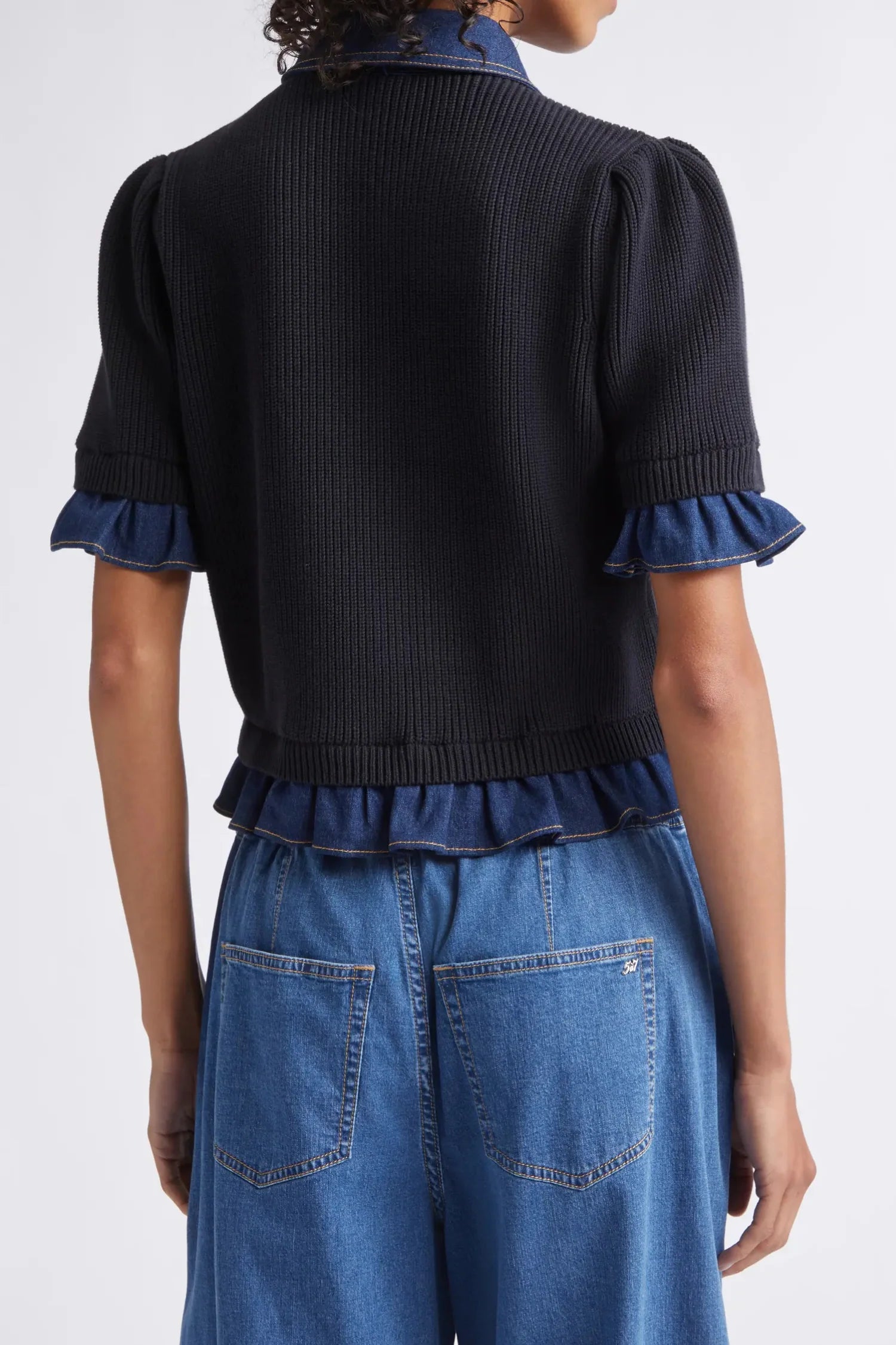 CQS-ZK12539152Z BLACK&DENIM KNIT TOP
