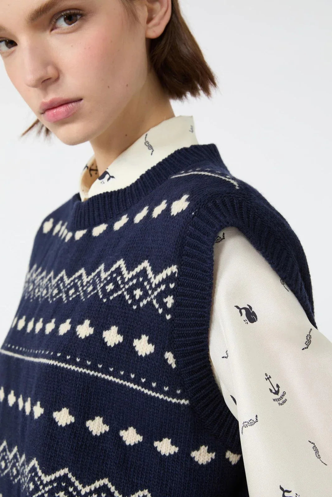 WKD-262535603 WKDSAVANA BLUE KNIT VEST