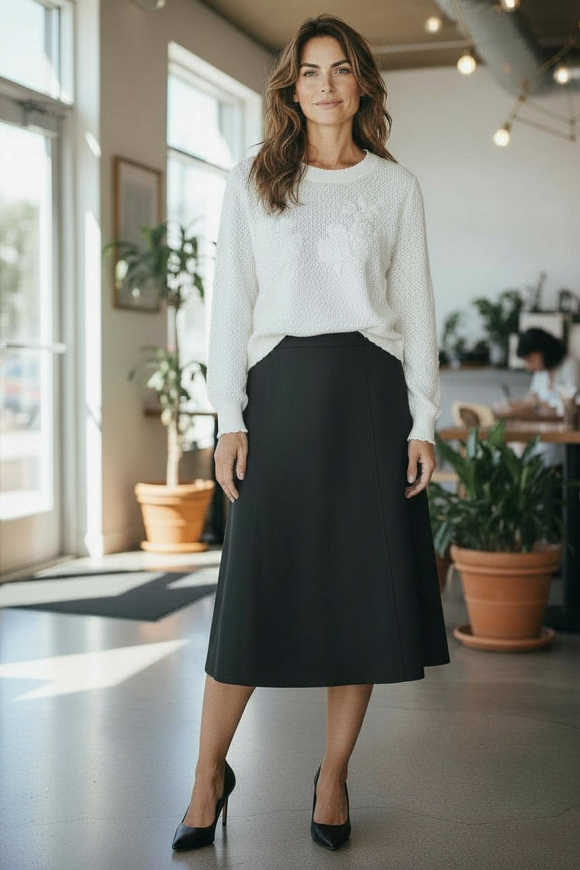 TWS-261TP3311 IVORY EMBROIDERED KNIT