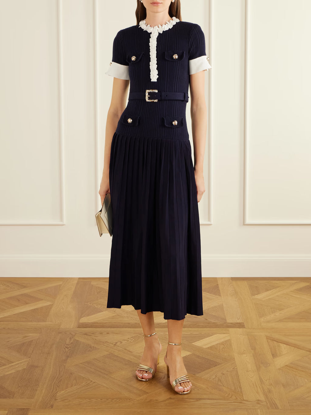 SPO-AW26-101C NAVY RIB KNIT DRESS