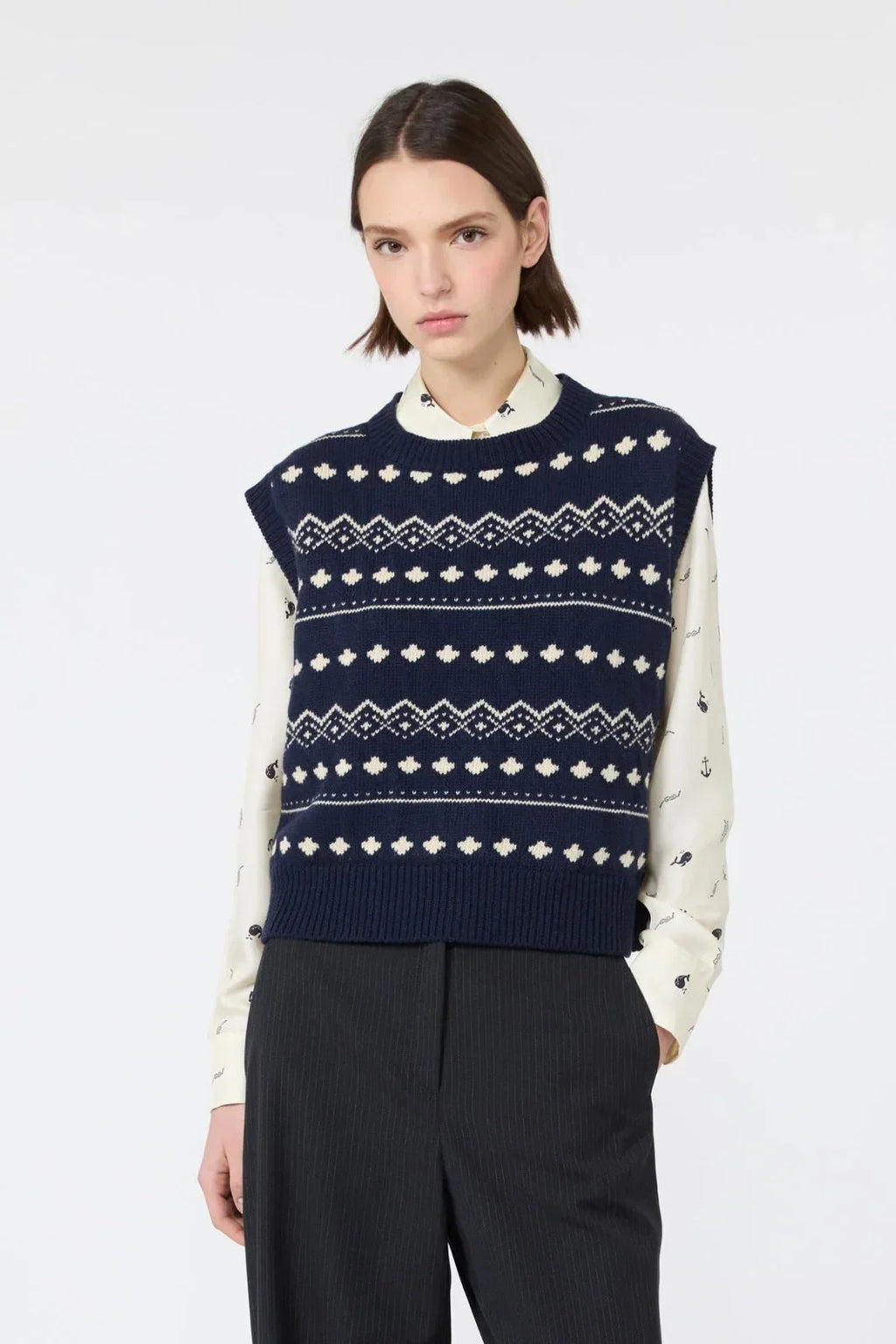 WKD-262535603 WKDSAVANA BLUE KNIT VEST