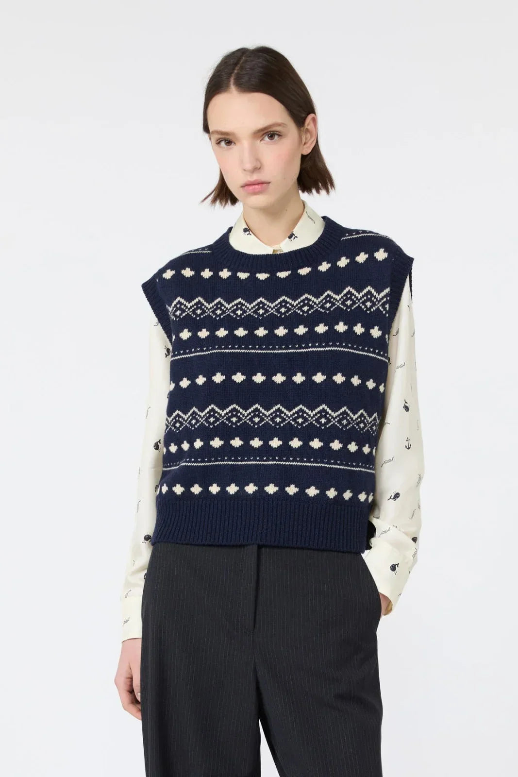 WKD-262535603 WKDSAVANA BLUE KNIT VEST