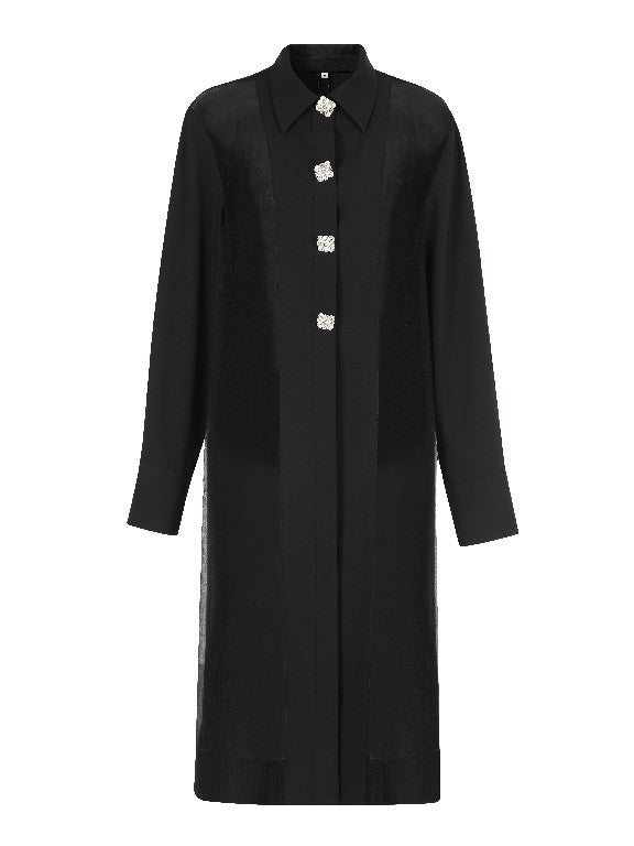 BNI-Y-2499 BLACK &STONES BUTTON DRESS