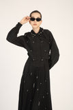 BNI-ZP-43-1 BLACK PLEATED STONES SKIRT