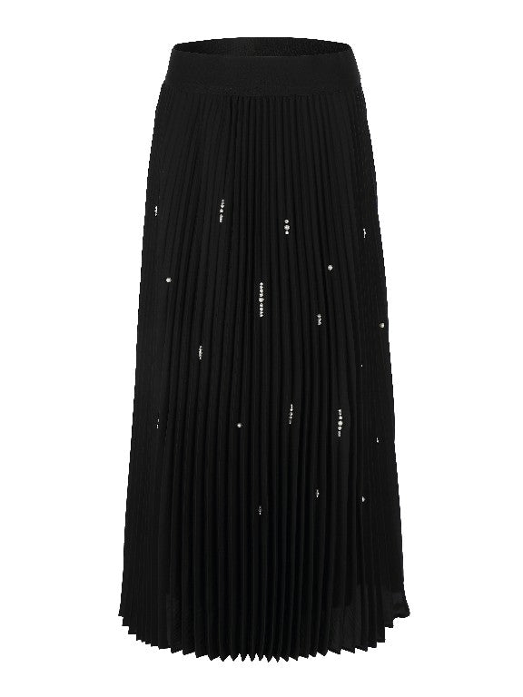 BNI-ZP-43-1 BLACK PLEATED STONES SKIRT