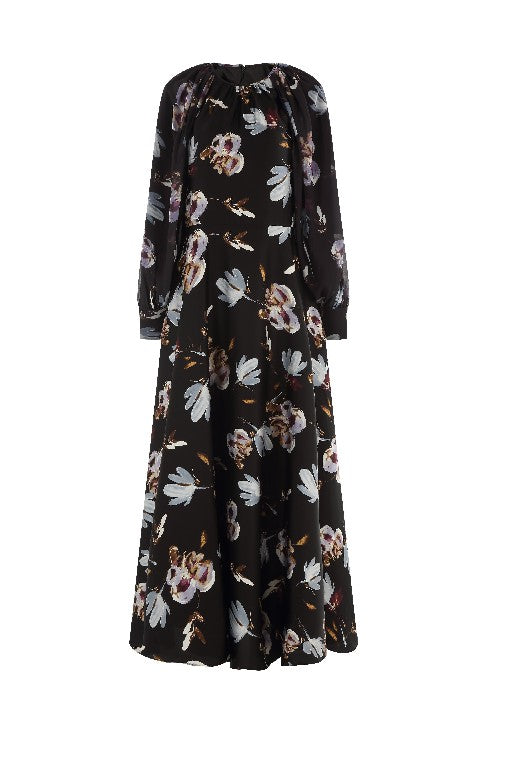 BNI-ZP-81 BLACK FLOWER PRINT DRESS