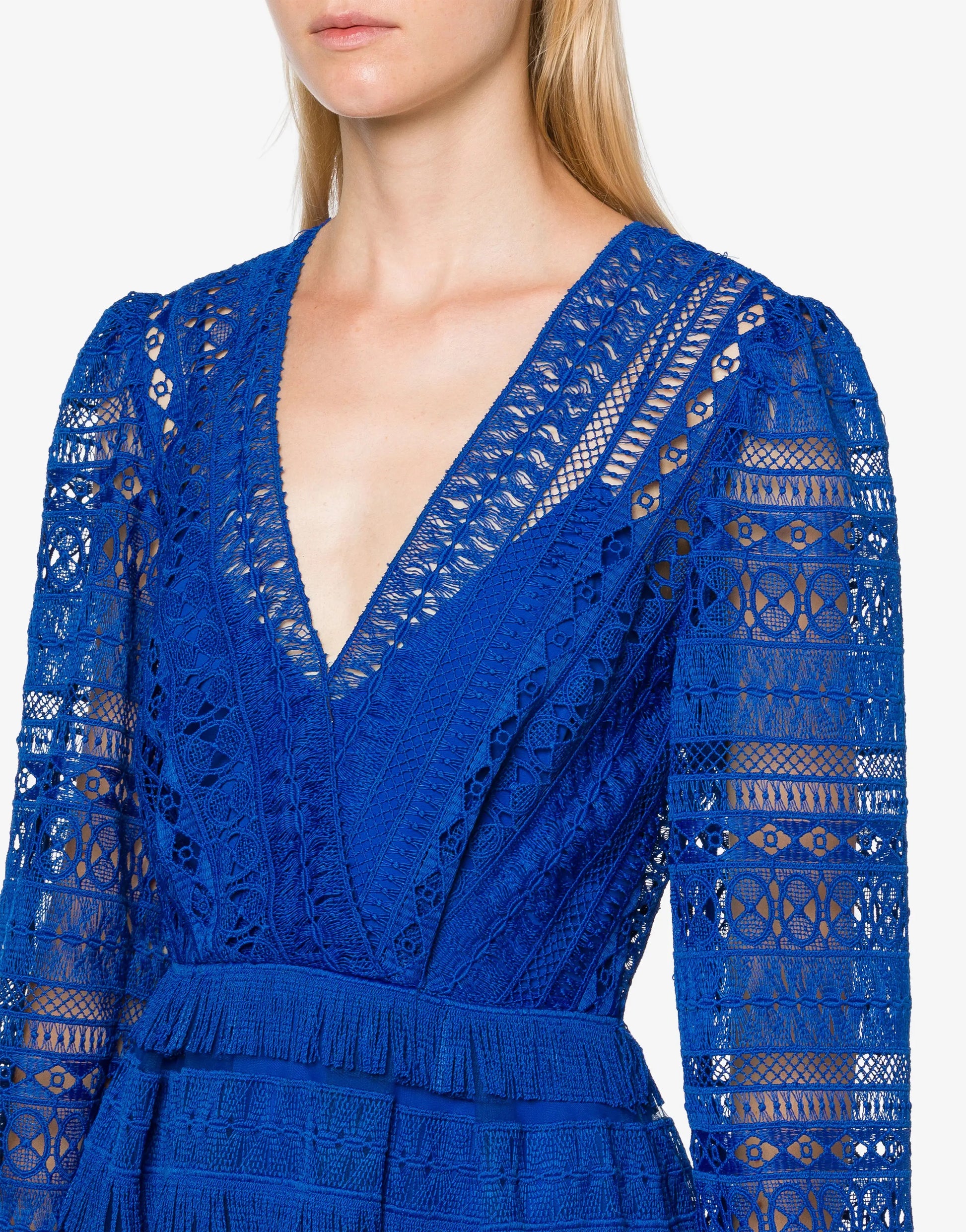 ABF-0453 BLUE MACRAME GOWN