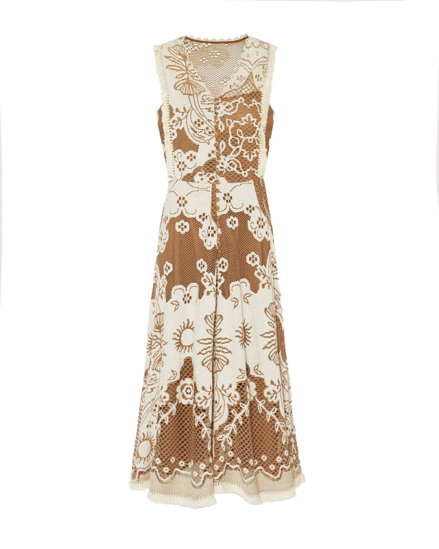 BEA-23FE6034SOLEIL BROWN&WHITE DRESS