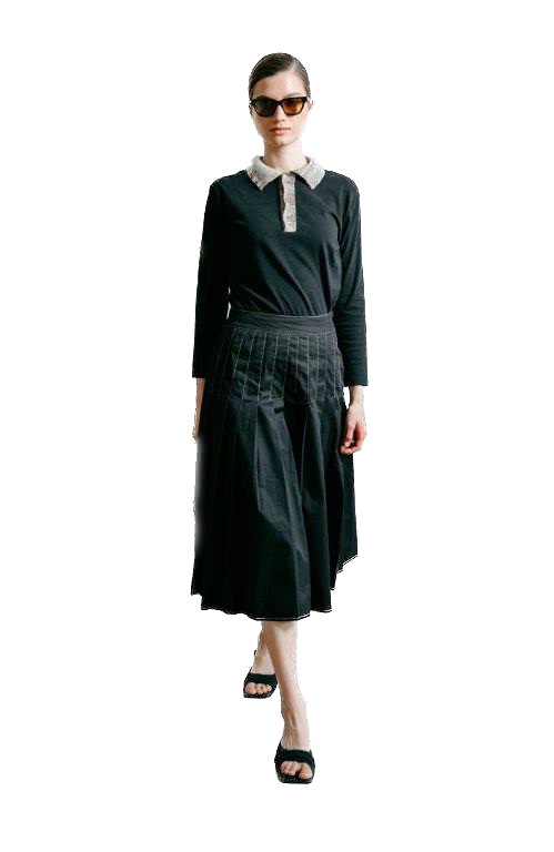 NOI-NR-0134 BLACK KNIT COLLAR TOP